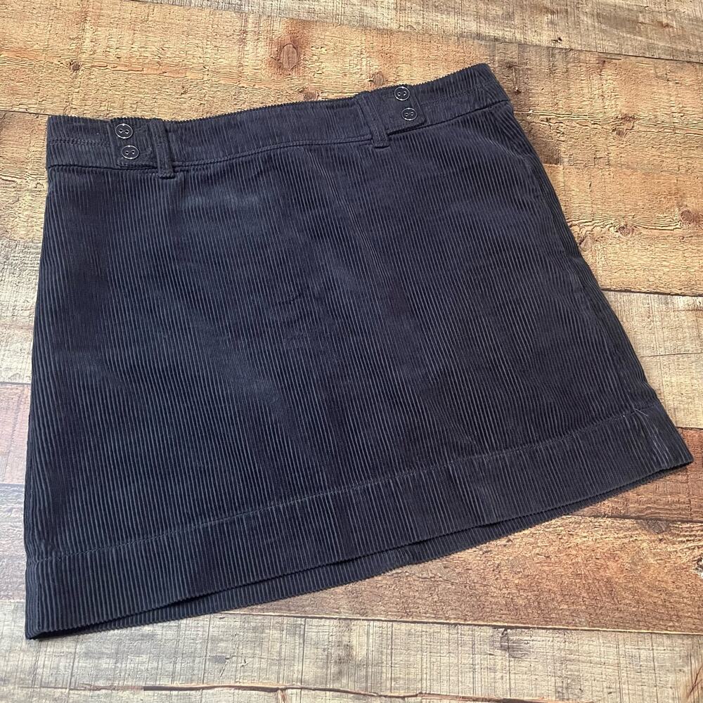 LOFT Dark Gray Corduroy A-Line Skirt 100% Cotton